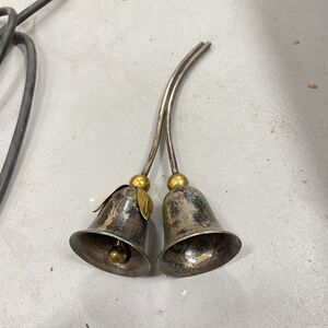 Vintage Silver Plate ? / Brass Patina Double Tulip Bells - READ - BN
